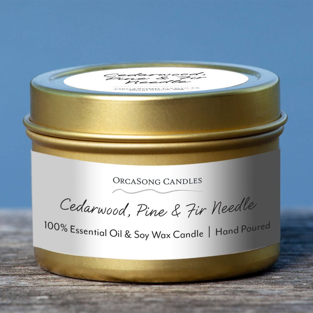 Hand Poured Cedar Wick Soy Candles in Tin Container
