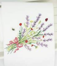 Embroidered Lavender Bouquet Cotton Towel